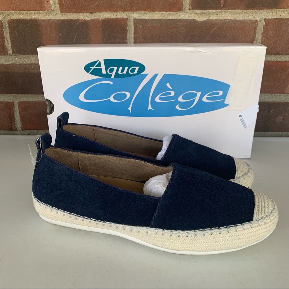Aqua Womens Blink black Suede Casual Espadrille Flats Loafers US 7 M